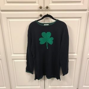 Quacker Factory Navy and Green St. Patrick's Day Sweater